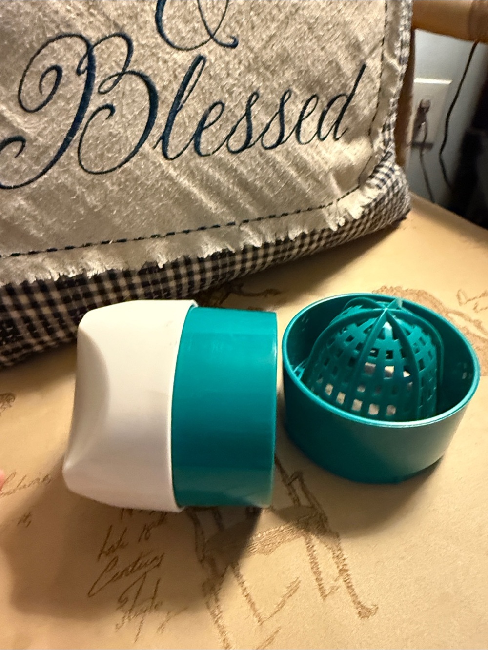 1950’s Turquoise and White Manual Citrus Press - Compact Hand Juicer